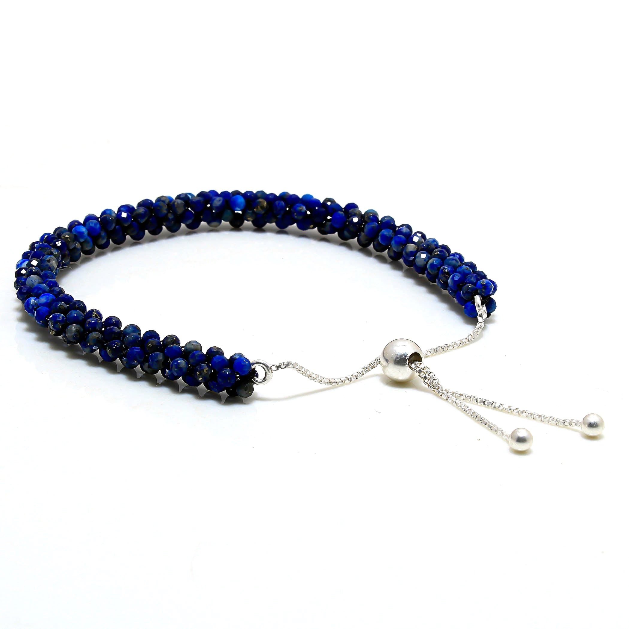 Natural Blue Lapis Lauzli  Beaded Fine Gemstone Bracelet 