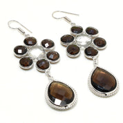 Natural Light Gray Smoky Quartz Drop/Dangle Fine Gemstone Earrings 