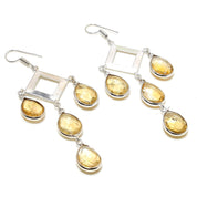 Natural Yellow Citrine Drop/Dangle Fine Gemstone Earrings 