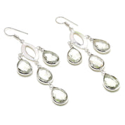 Natural Green Green Amethyst Drop/Dangle Fine Gemstone Earrings 