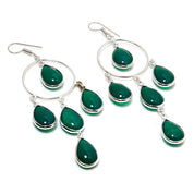 Natural Green Green Onyx Drop/Dangle Fine Gemstone Earrings 