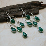 Natural Green Green Onyx Drop/Dangle Fine Gemstone Earrings 