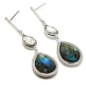 Natural Gray Labradorite Drop/Dangle Fine Gemstone Earrings 