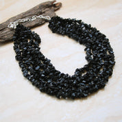 Natural Black Onyx Beaded Fine Gemstone Necklace 