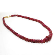 Natural Red  Ruby Beaded Fine Gemstone Necklace 