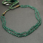 925 Sterling Silver Green Strawberry Quartz Beaded Necklace | Natural Gemstone 2 Layered Fine Jewelry | Healing Power Crystals
