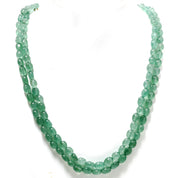 925 Sterling Silver Green Strawberry Quartz Beaded Necklace | Natural Gemstone 2 Layered Fine Jewelry | Healing Power Crystals