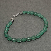 Natural Green Green Oval Beaded Fine Gemstone Bracelet 