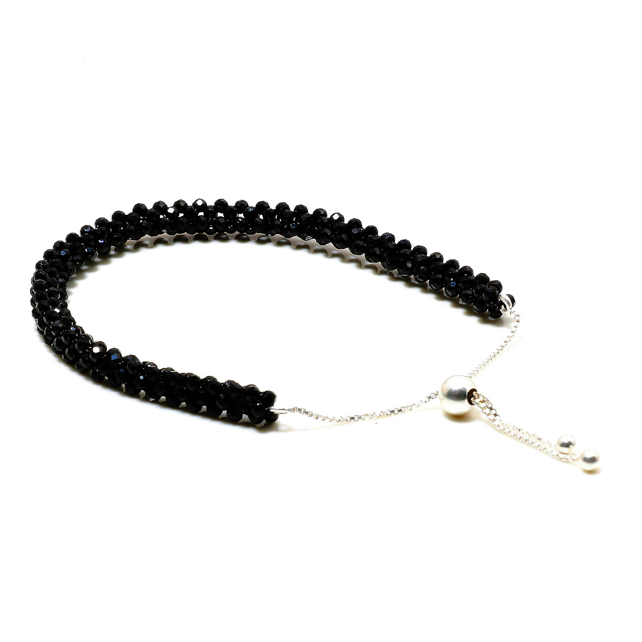 Natural Black Spinel Beaded Fine Gemstone Bracelet 