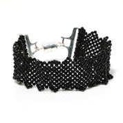 Black Spinel Gemstone Rondelle Shape Silver Bracelet August Birthstone Jewelry For Emotional Stability And Reduces Stress (Copy) 