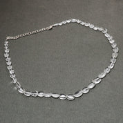 Crystal Quartz Gemstone Beaded Silver Necklace April Birthstone Jewelry For Amplifies Energy And Spiritual Growth 