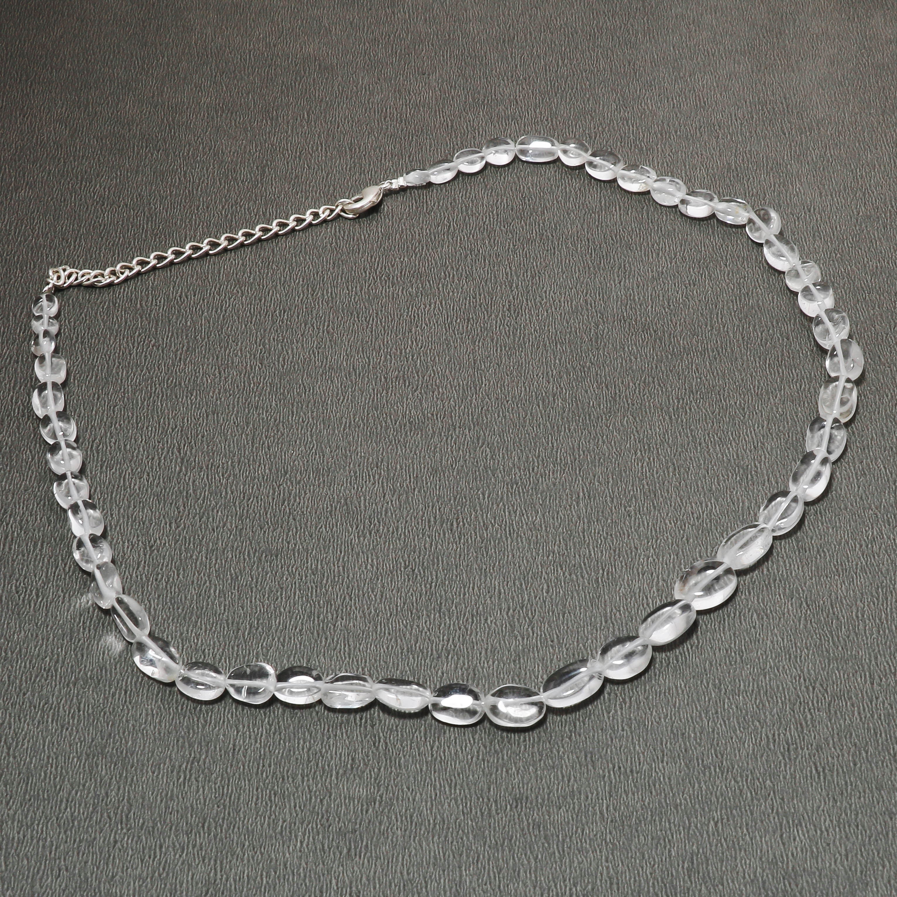 Crystal Quartz Gemstone Beaded Silver Necklace April Birthstone Jewelry For Amplifies Energy And Spiritual Growth 