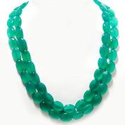 Natural Green Green Onyx Beaded Fine Gemstone Necklace 