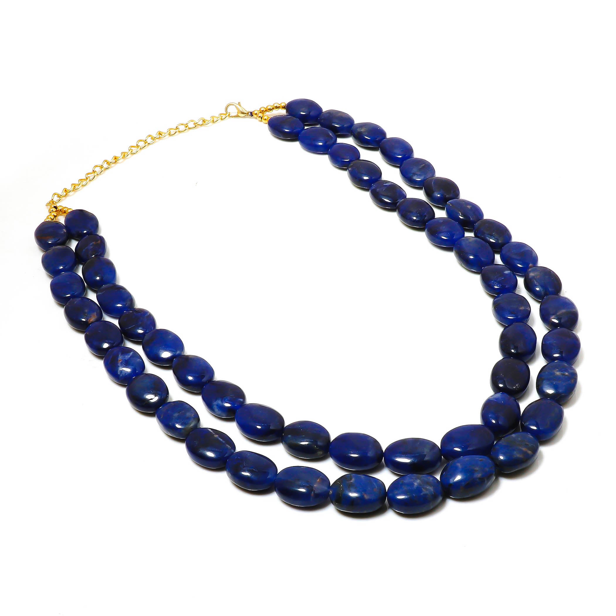 Natural Blue Sodalite Beaded Fine Gemstone Necklace 