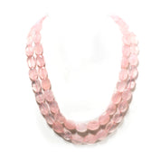 Natural Light Pink Rose Quartz Beaded Fine Gemstone Necklace 