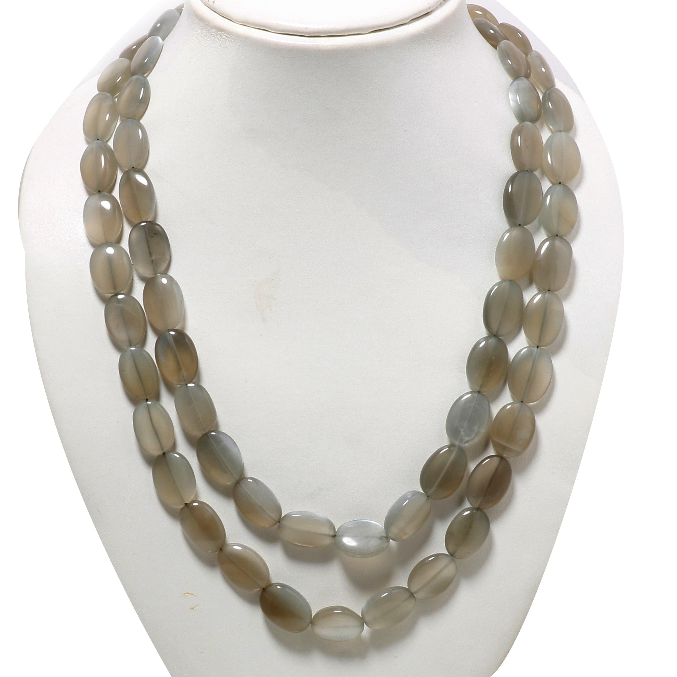 Natural Gray Grey Moonstone Beaded Fine Gemstone Necklace 