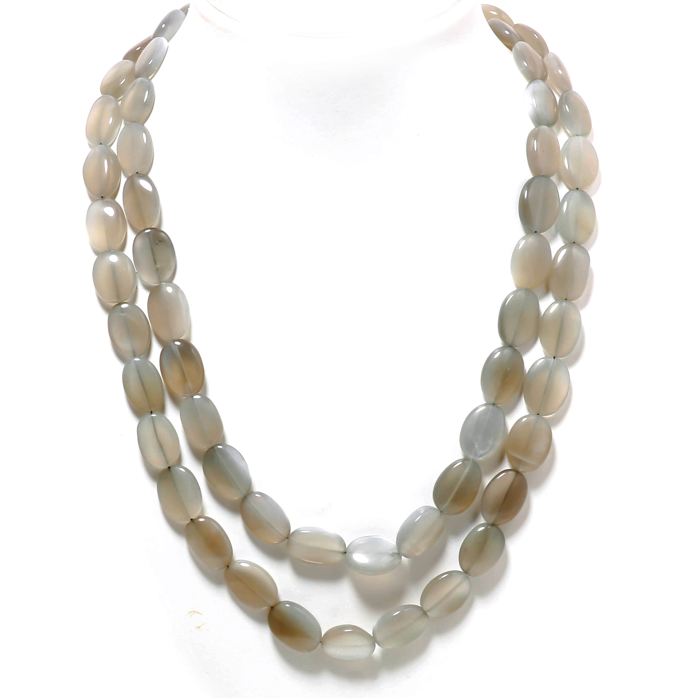 Natural Gray Grey Moonstone Beaded Fine Gemstone Necklace 