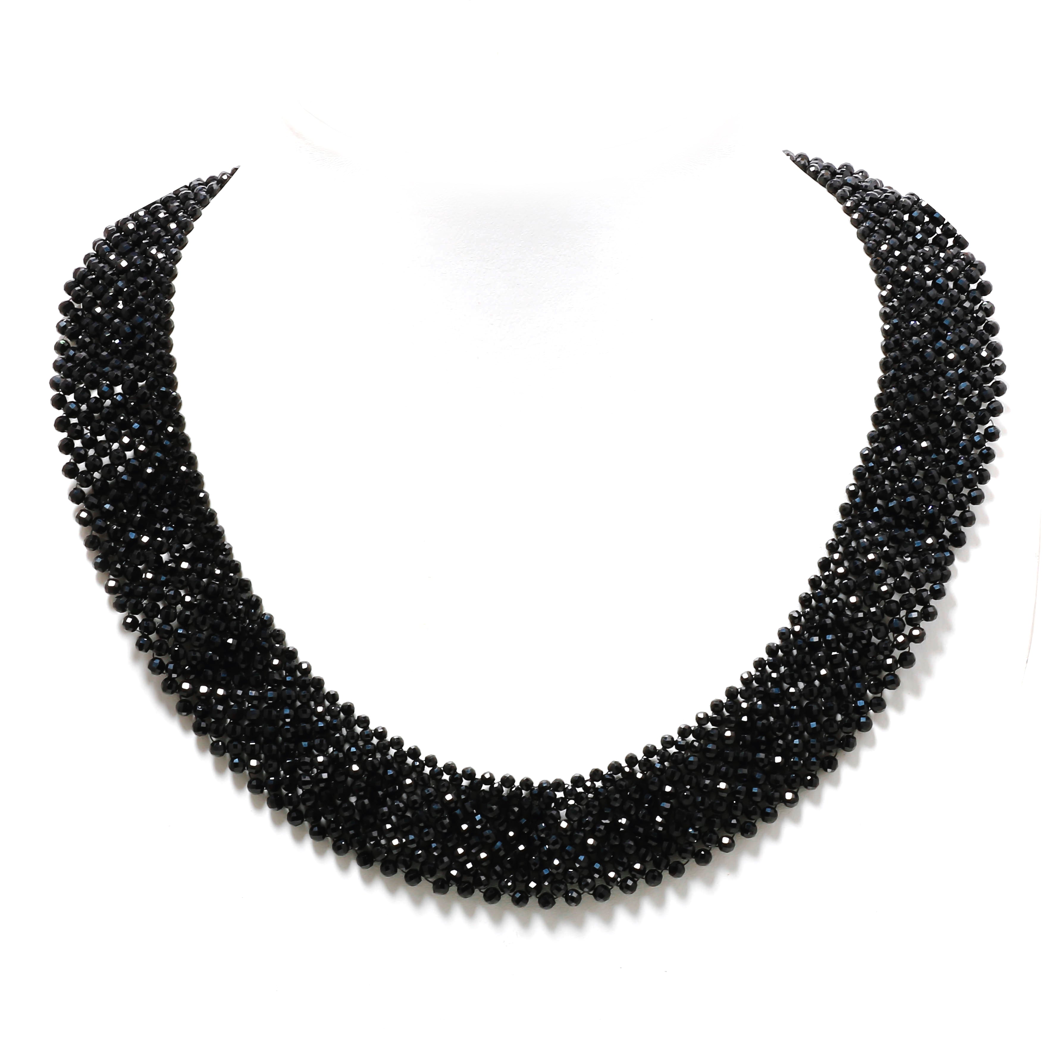 Natural Black Spinel Beaded Fine Gemstone Necklace 