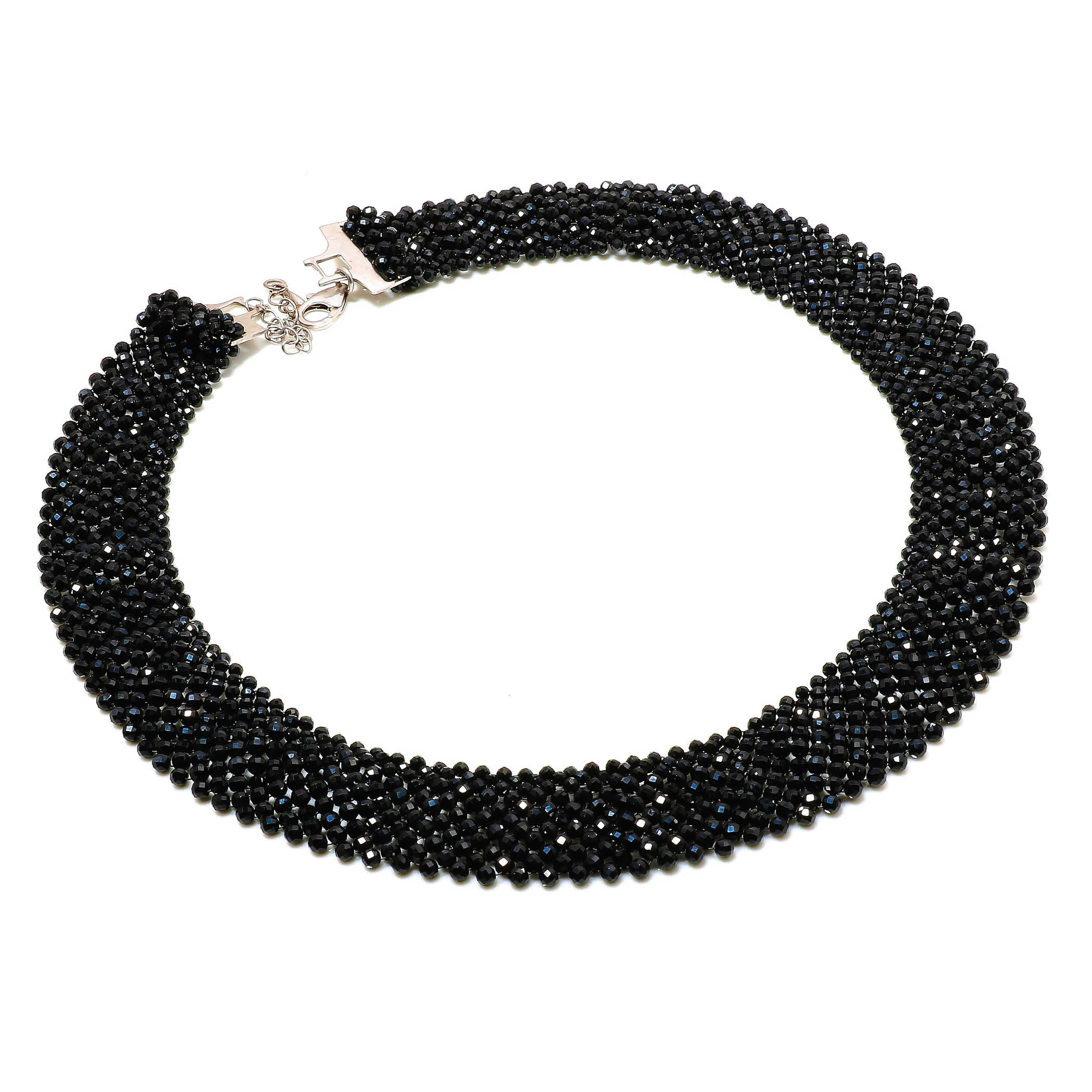 Natural Black Spinel Beaded Fine Gemstone Necklace 