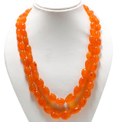 Natural Orange Carnelian Beaded Fine Gemstone Necklace 