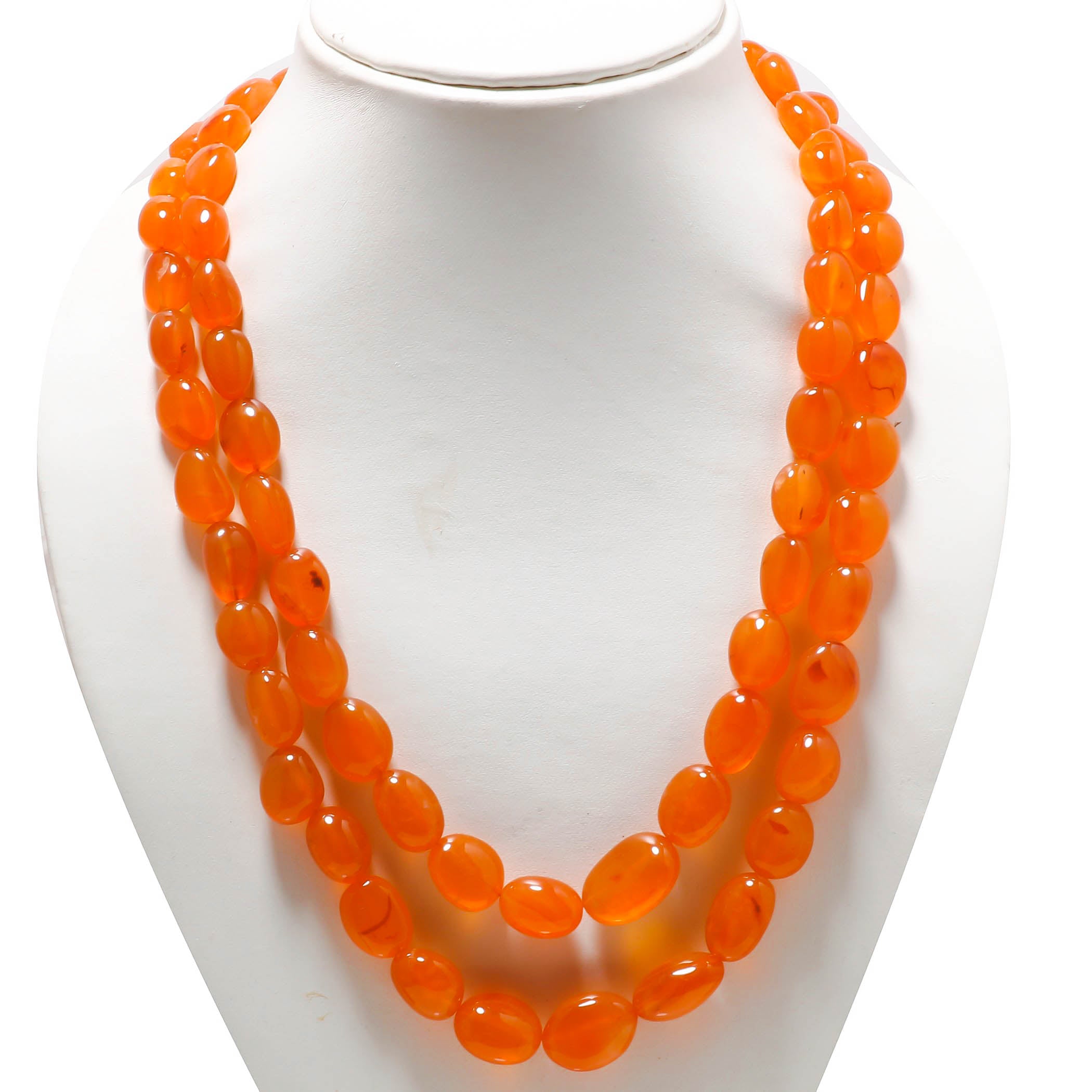 Natural Orange Carnelian Beaded Fine Gemstone Necklace 