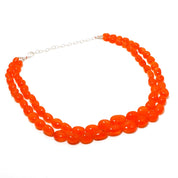 Natural Orange Carnelian Beaded Fine Gemstone Necklace 