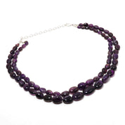 Natural Purple African Amethyst Beaded Fine Gemstone Necklace 