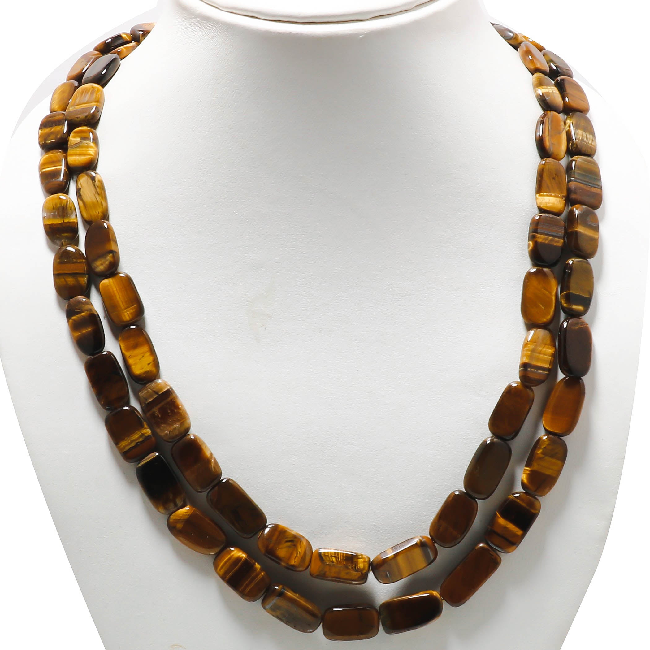 Natural Khaki Tiger Eye Beaded Fine Gemstone Necklace 