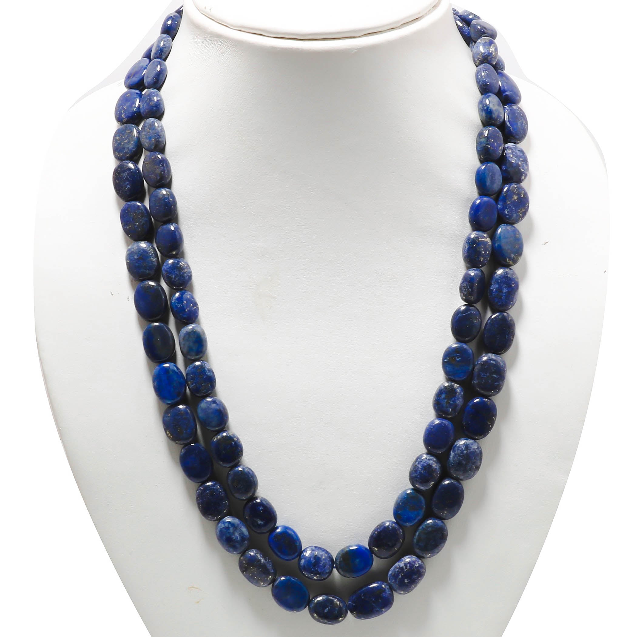 Natural Blue Lapis lazuli Beaded Fine Gemstone Necklace 