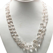 Natural White Crystal Quartz Beaded Fine Gemstone Necklace 