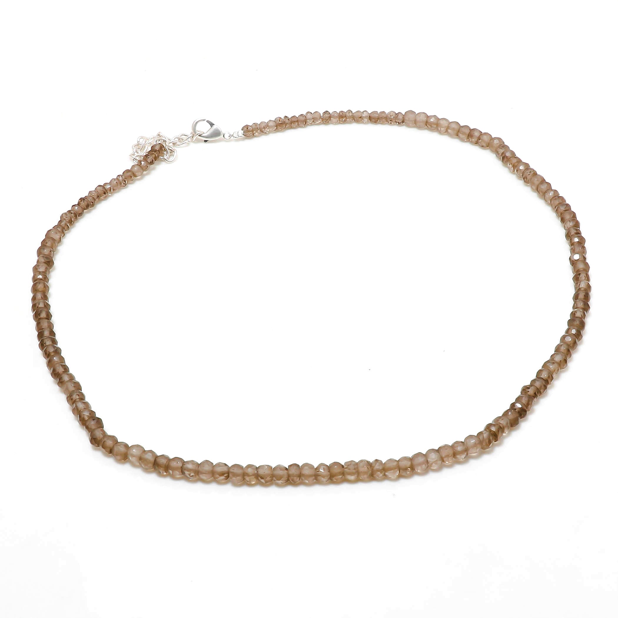 Crystal Quartz Gemstone Beaded Silver Necklace April Birthstone Jewelry For Amplifies Energy And Spiritual Growth 