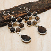 Natural Light Gray Smoky Quartz Drop/Dangle Fine Gemstone Earrings 