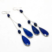 Natural Blue Lapis lazuli Drop/Dangle Fine Gemstone Earrings 