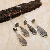 Natural White Rutile quartz Drop/Dangle Fine Gemstone Earrings 