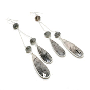 Natural White Rutile quartz Drop/Dangle Fine Gemstone Earrings 