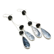 Natural White Dendrite Opal Drop/Dangle Fine Gemstone Earrings 