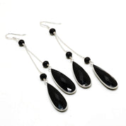 Natural Black Tourmaline Drop/Dangle Fine Gemstone Earrings 