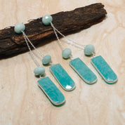 Natural Light Green Amazonite Drop/Dangle Fine Gemstone Earrings 