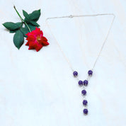 Natural Purple African Amethyst Beaded Fine Gemstone Necklace 