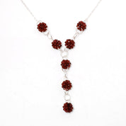 Natural Red Red Garnet Beaded Fine Gemstone Necklace 