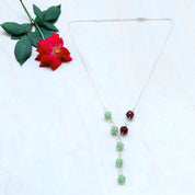 Natural Red Green Prehnite Beaded Fine Gemstone Necklace 