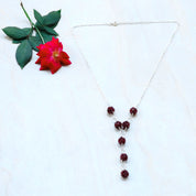 Natural Red Red Garnet Beaded Fine Gemstone Necklace 