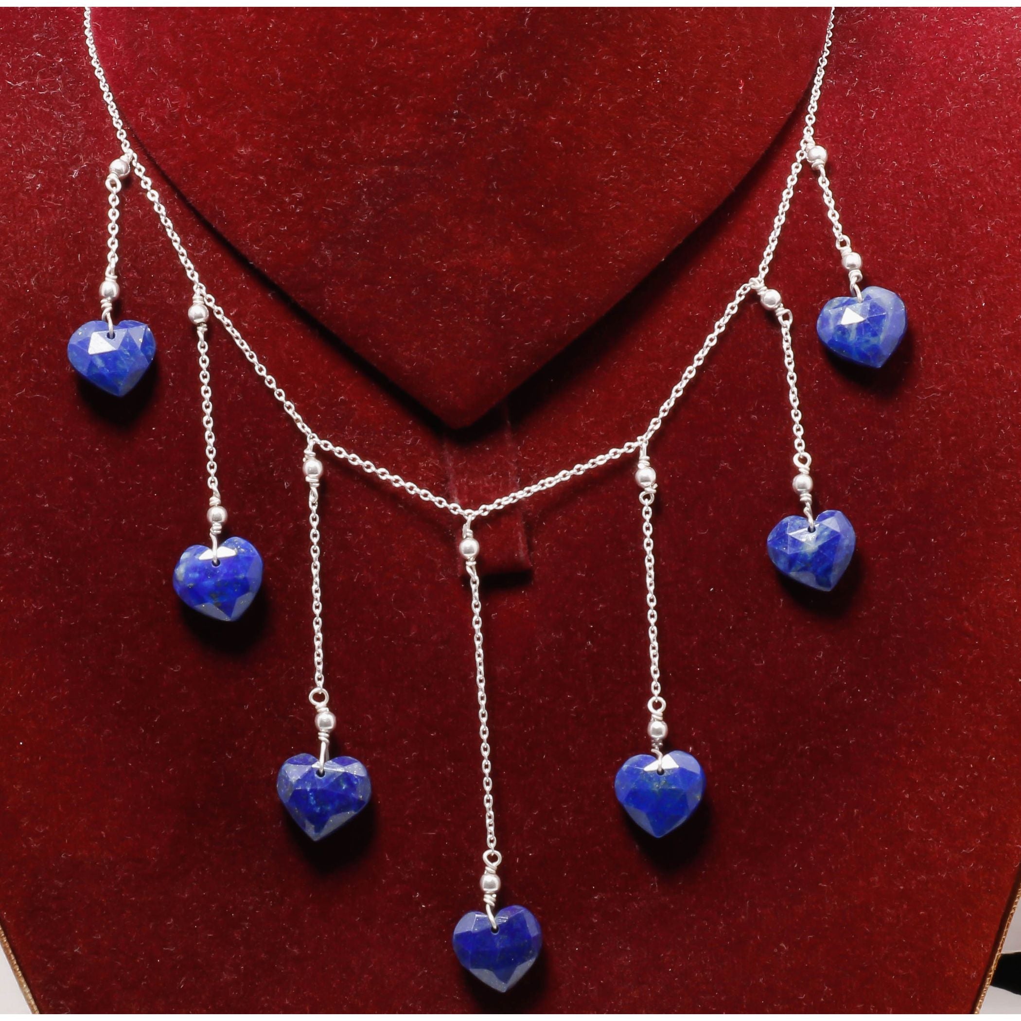 Natural Blue Lapis lazuli Beaded Fine Gemstone Necklace 