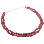 Natural Red Pink Tourmaline Beaded Fine Gemstone Necklace 