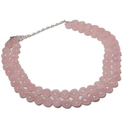 Natural Light Pink Rose Quartz Beaded Fine Gemstone Necklace 