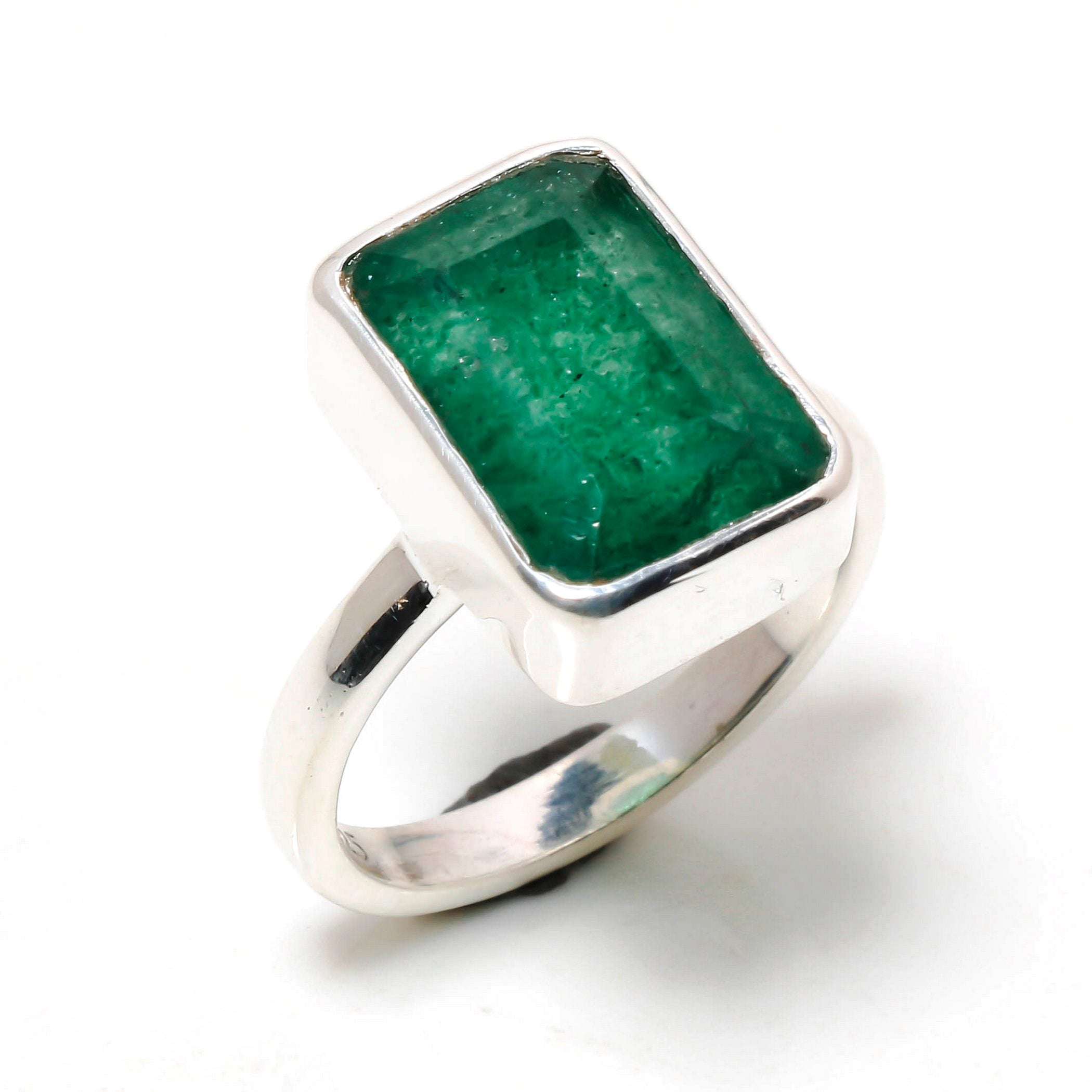 Natural Green Emerald  Statement Fashion Gemstone Ring 