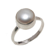 Natural White Pearl Statement Fine Gemstone Ring 