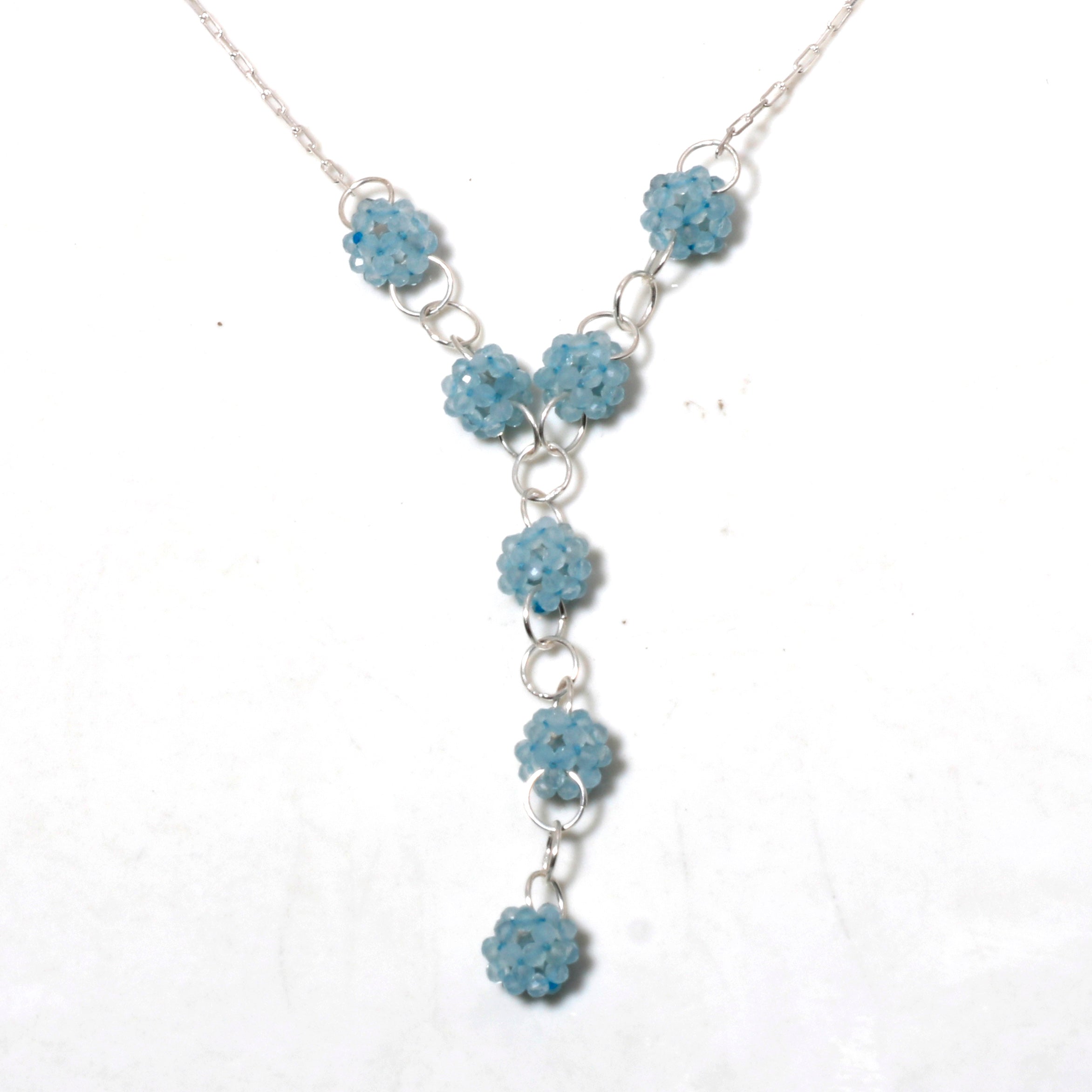 Natural Sky Blue Aquamarine Beaded Fine Gemstone Necklace 