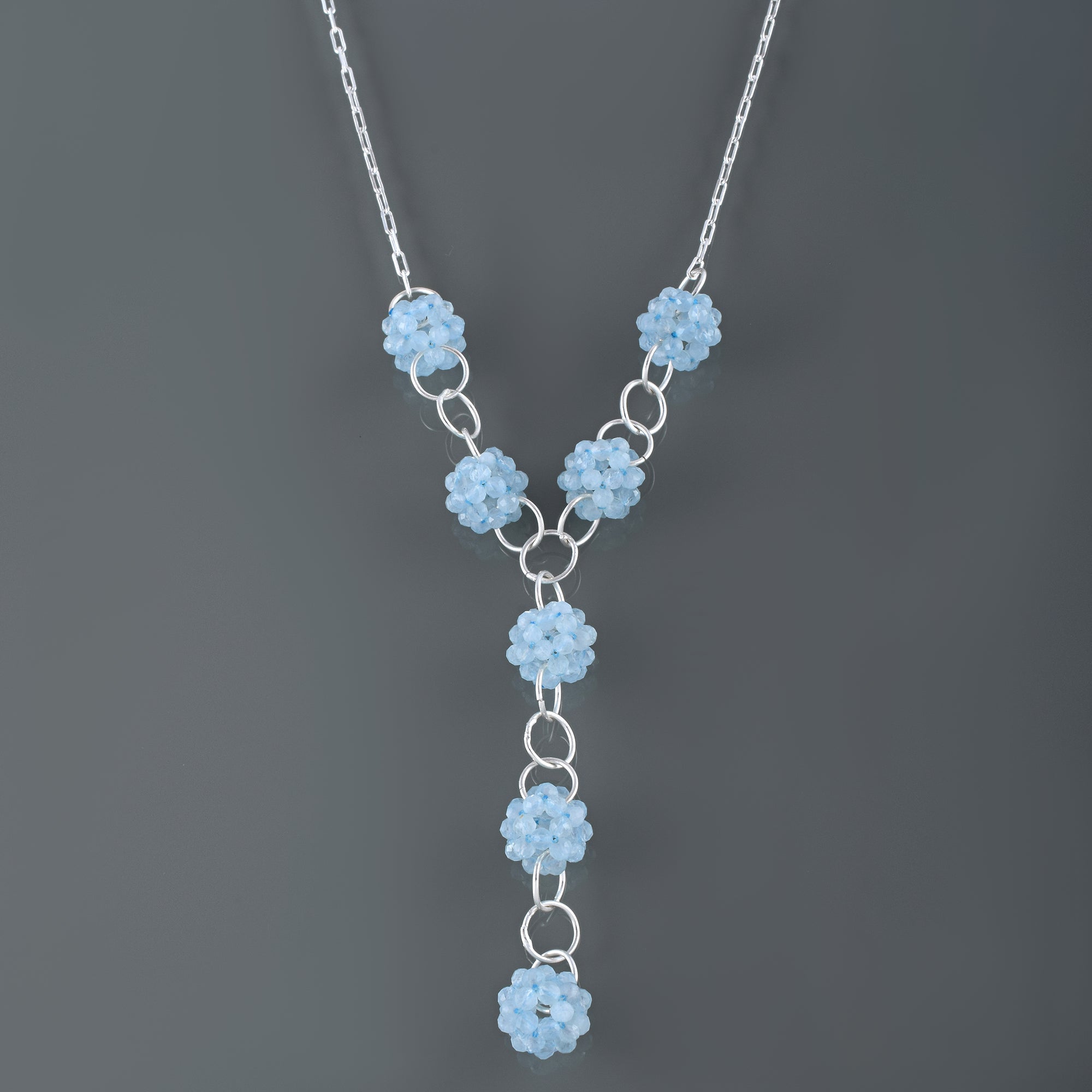 Natural Sky Blue Aquamarine Beaded Fine Gemstone Necklace 