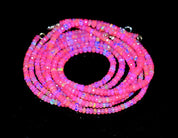 Natural Pink  Ethiopian Opal  Beaded Fine Gemstone Necklace 